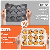 2Pack Silicone Muffin Pan for Baking with Metal Reinforced Frame, 12 Cup Regular Size Cupcake Pan, BPA Free Silicone Muffin Tray, Cupcake Baking Pan Molds for Oven Dishwasher Safe