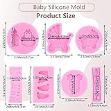 MIYAHOUSE Baby Silicone Fondant Mold Baby Shower Themed Cake Fondant Molds Baby Feet Molds Baby Bottle Cradles Mold For Baby Birthday Cake Decorating Chocolate Gum Paste Polymer Clay Set Of 7