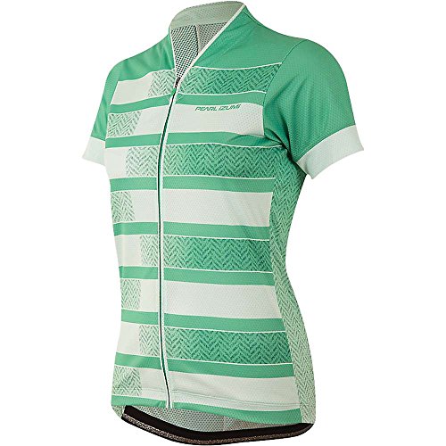PEARL IZUMI Women's MT Ltd Jersey, Green Spruce Herringbone Stripe, Small