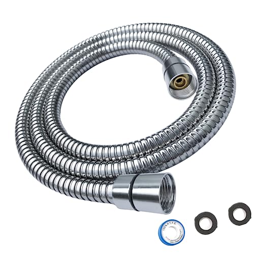 Shower Hose - Diiwet Extra Long 304 Stainless Steel Universal Hand held Shower Hose with Teflon Tape for your bathroom replacement or upgrade - Anti-rust - Anti-leak - Chrome manguera de ducha
