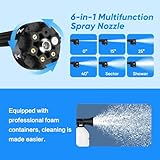 Portable Cordless Pressure Washer, 980PSI Cordless Car Pressure Washer with 2 Batteries, 6 in 1 Nozzle, 5 Meter Hose, for Watering, Cleaning, Car Washing, Floor Washing