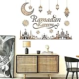 Faccito Ramadan Decorations Ramadan Eid Mubarak Kareem Stickers, Islamic Wall Decor Happy Ramadan Mubarak Arabic Party Decor, Window Living Room Bedroom Mirror Wall Ramadan Party Decorations Supplies