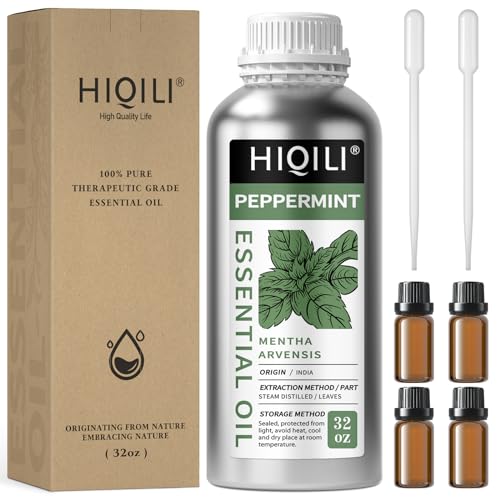 HIQILI Peppermint Essential Oil 32oz 100% Pure Natural Aromatic Oil for Freshening Air, Hair Care, DIY Soap, SPA & Home Use
