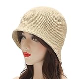 ZLYC Women Winter Crochet Bucket Hat Handmade Cotton Knit Cloche Bowler Hats (Solid Beige)