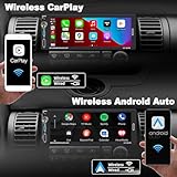 Alondy Single 1 Din Car Stereo with Touchscreen (6.9") Compatible with [Wireless] Apple CarPlay/Android Auto Bluetooth AM/FM/RDS Radio Type-C USB (2.1A Fast Charge) Backup Camera Audio Receiver