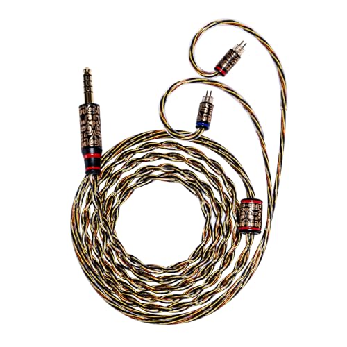 Herdslive Yongse Embossed Pattern Wukong 4.4mm Plug IEM Earphone Cable, 15Ω Impedance High Purity 6N OCC Upgraded Balanced HiFi Audio Gaming Earbuds Replacement Cable for Audiophile (2pin, 0.78mm)