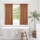 Lino Rosa Short Curtains for Windows Bedroom,Blackout Boho Bathroom Curtains Window Kitchen Curtains 45 Inch Length Terracotta