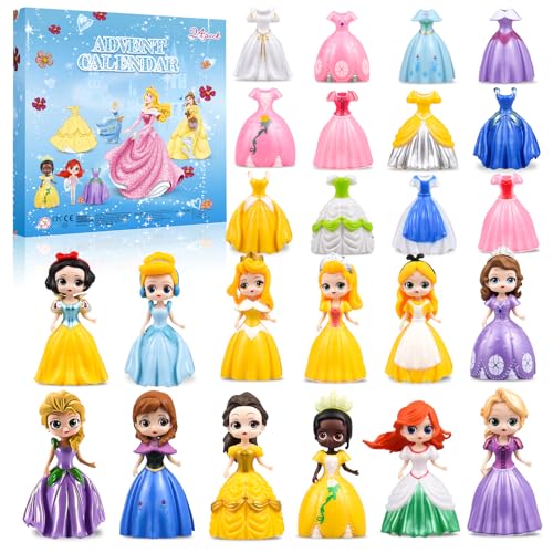 Princess Advent Calendar 2025 Girls, Princess Deformation Toys 24 Days Christmas Countdown Calendar Creative Xmas Gifts for Kids Teens
