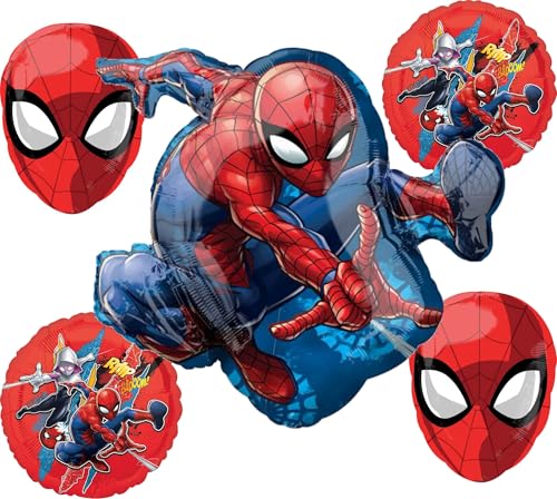 Anagram Spiderman in Action Birthday Party Supplies 5 pc Balloon Bouquet Decorations