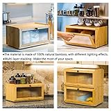 ETMI Bamboo Bread Box for Kitchen Counter-Large Capacity Bread Storage Container Farmhouse Bread Box with Window Bread Holder