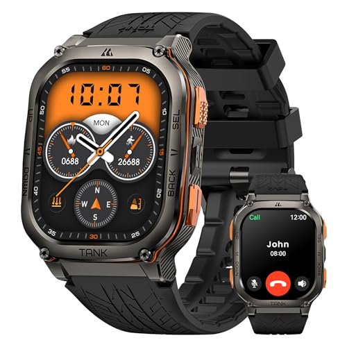 AMAZTIM Military Smart Watch with GPS, 6 Satellite Positioning/Compass, Stainless Steel Body, 50M Waterproof, 480mAh Extra-large battery, Answer/Make Call, 2" AMOLED Screen, Compatible for Android iOS