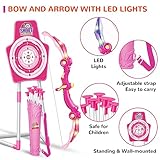 GMAOPHY Bow and Arrow Toys with LED Flash Lights, Birthday Gift for Girls 4 5 6 7 8 9 10 Year Old, Archery Set Indoor Outdoor Activity with 20 Suction Cup Arrows, 2 Targets & Quiver, Kids Sport Toys