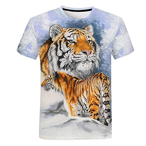 Cerbukt Tiger Graphic T-Shirt Summer Fashion Tee Top Shirt for Men's,Multicolored2,2XL