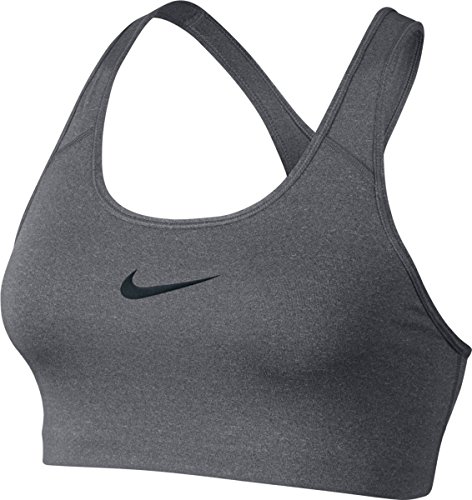 Women's Nike Swoosh Sports Bra, Sports Bra for Women with Compression & Medium Support, Carbon Heather/Anthracite/Black, M