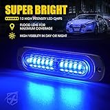 Xprite Blue LED Surface Mount Strobe Police Lights Kit, Emergency Safety Warning Flashing Grille Cop Marker Light for Volunteer Vehicles Trucks ATV UTV Cars Vans Motorcycle - 8PCS