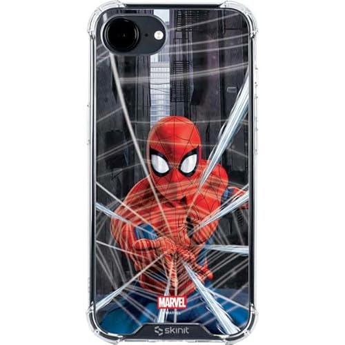 Skinit Clear Phone Case Compatible with iPhone 16e - Officially Licensed Marvel Spiderman Web Throw Design