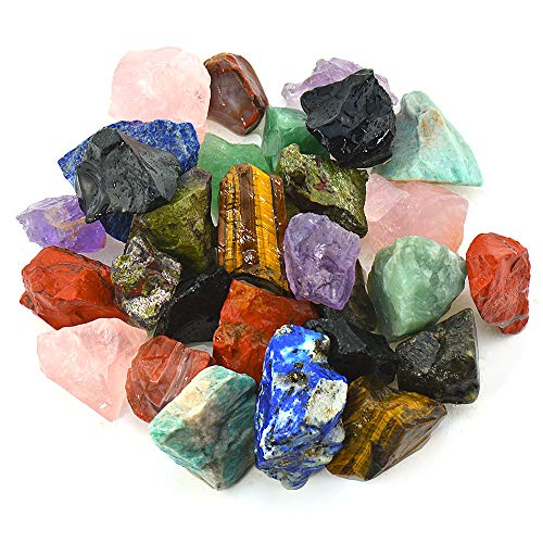 UU UNIHOM 3 lbs Bulk Rough Madagascar Stones Mix Large 1" Natural Raw Stones Crystal for Tumbling, Cabbing, Fountain Rocks, Decoration,Polishing, Wire Wrapping, Wicca Reiki Crystal Healing