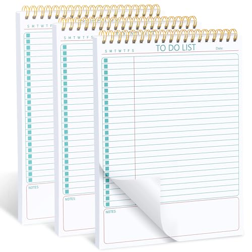 to Do List Notepad - 3 Pack A5 Size, Minimalist Design for Productivity, Thick Paper No Bleed & Sturdy Backing - Daily Planner to Do List Notebook for Work, Office, Students
