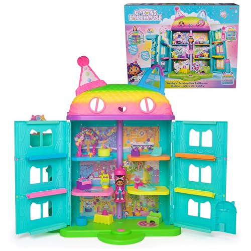 Gabby and the Magic House – Interactive Dollhouse with 1 Figurine + 15 Accessories – Party Theme – Gabby and the Magic House Toy – Gabby Cat – Children's Toy Age 3 Years +
