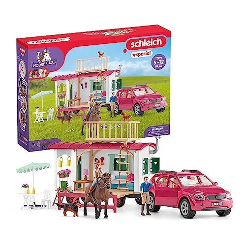 Schleich Horse Club, Horse Toys for Girls and Boys, Camping Trip with Camper Playset