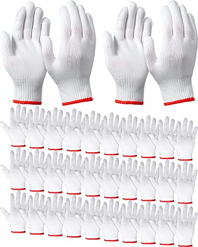 SATINIOR 36 Pairs Hand Work Gloves White Cotton Liners Safety Work BBQ Gloves Liners Men Women Cotton Hand Protection(Red Edging)