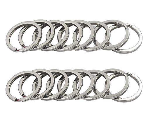 DGOL 100pcs 1 inch (25mm) 304 Stainless Steel Keychain Hooks Chain Cord Flat Orgnize Key Rings Webbing Wire Keyring Hook Clasp