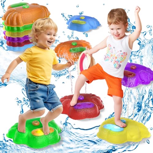 CozyBomB™ Light Up Stepping Stones for Kids | Splash Water Stepping Stones, Balance Toys for Toddlers 3-5, Preschool Summer Outdoor Pool Beach Water Toy, Birthday Holiday Party Gift for Boys & Girls