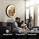 Dimmable Moon Wall Light 19.6 inch Wall Light with Remote Control Plug-in Modern LED Wall Light, 24W Black Wall Lamp Indoor Wall Mounted Ceiling Light Fixture for Living Room Bedroom