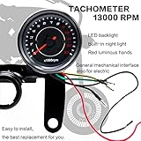 iztor Black gauges Combo for Motorcycle 13000 RPM Tachometer Speedometer Odometer with Backlit LED Indicators with Mounting Brackets for Yamaha SR XV RX Coffee Racer Suzuki Honda Kawasaki