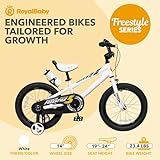 Royalbaby Freestyle Outdoor Children's Bicycle Dual Handbrakes Sporty Kid Bike with Training Wheels and Adjustable Seat, 14 Inch, White