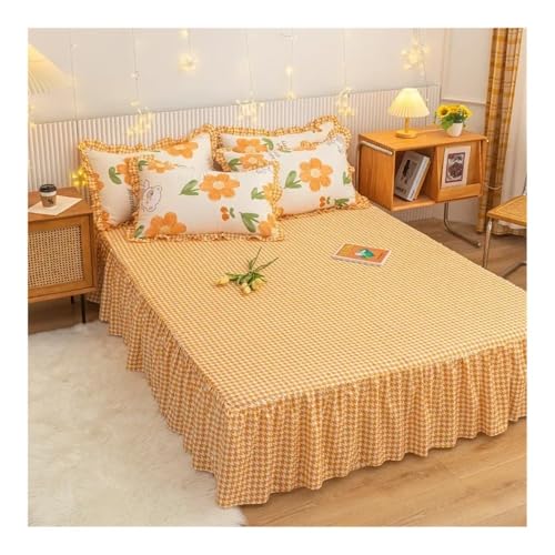 Bed Skirt Bedspread Set Bed Dress Pillow Cases for King/Queen Double 1.5/1.8/2M Sheet Cover (Sabanas Cama Matrimonial)(Color 2,180x200cm Bed Skirt)