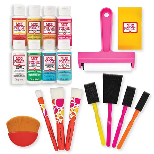 Mod Podge, Essential Decoupage Kit, Featuring 8 Formulas and 10 Tools, Perfect for DIY Arts and Crafts Projects, Assorted