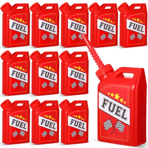 Mifoci 12 Pack Race Car Fuel Can Cups Set 11 oz Car Fuel Can Drinking Cups with Straw Racing Car Theme Birthday Party Favor for Kids Racing Car Theme Birthday Party Baby Shower Supplies