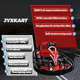 JYXKART Electric Go Kart, DRT3 Pedal Kids Go Kart Build in Dual 350W AC Brushless Motor with 36V8A Removable Lithium Battery, 20mph High Speed Racing Drifting Go Karts for Kids Ages 3-16 (Red)