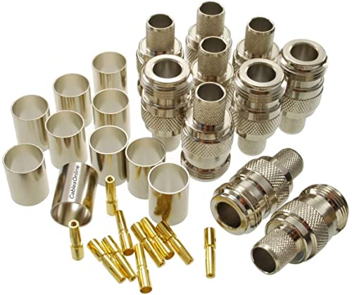 CablesOnline, 10-Pack, N Female Crimp Type 50-ohm Connectors for RG8/RG213/LMR400 Coax Wire