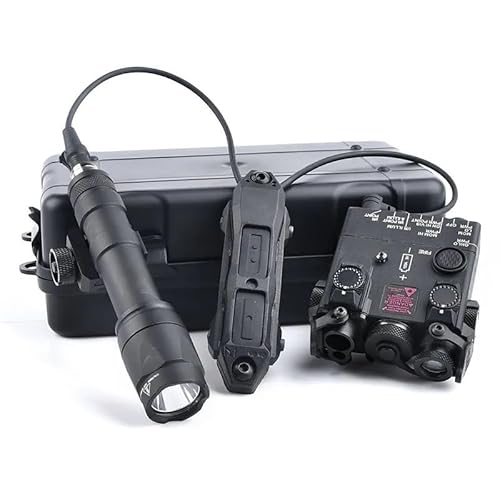 PEQ-15/DABL-A2/NAGL/OLG Red/Green Powerful Laser Dot IR Indicator Sight with M300A/M600C Flashlight & Dual Control Remote Pressure Button Switch，604 Lumen White LED Tactics Scout Lights Torch