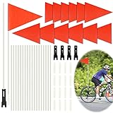 Odowalker 4 Sets Bike Flags, 12 Pcs 6 Feet High Visibility Safety Flag with Heavy Duty Fiberglass Flag Pole Tear-Resistant Polyester Bicycle Flag Waterproof Cycle Flags with Bracket