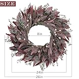 26'' Eucalyptus Wreath for Front Door - Autumn Large Artificial Eucalyptus Outdoor Wreath Fall Decorations for Porch, Window,Farmhouse,Home,Holiday,Hanging Decor (Fall Purple)