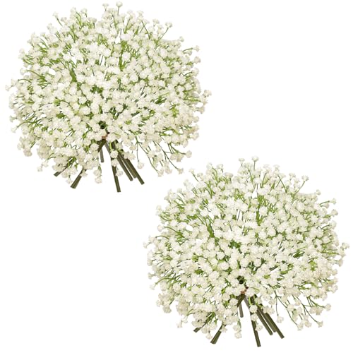 Baby's Breath Artificial Flowers Bulk 20 Pack (60pcs) Faux Baby Breath Plastic Flower Fake Gypsophila Flower Arrangement for Crafts Fake Flowers Bouquet for Wedding Centerpieces Cream Baby Breath