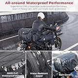 KEMIMOTO Motorcycle Travel Luggage Bags, 60L Expandable Large Capacity Motorcycle Tail Bag, Waterproof Rear Rack Trunk, Motor Pannier Bag with Rain Cover and Straps