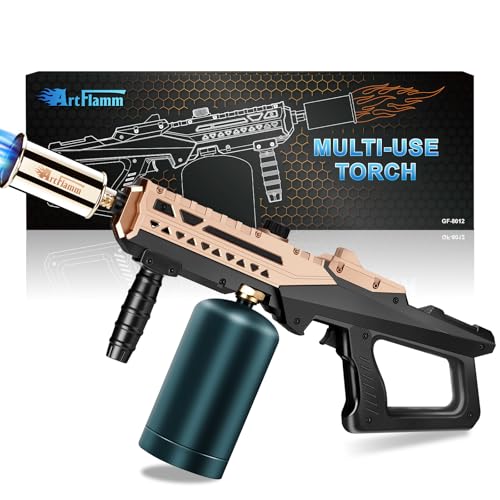 Flame Gun – Cooking Torch Lighter max. 800,000 BTUs – High Power Torch – Adjustable Flamethrower for BBQ, Campfire, Charcoal Wood Weed (Tank Not Included)