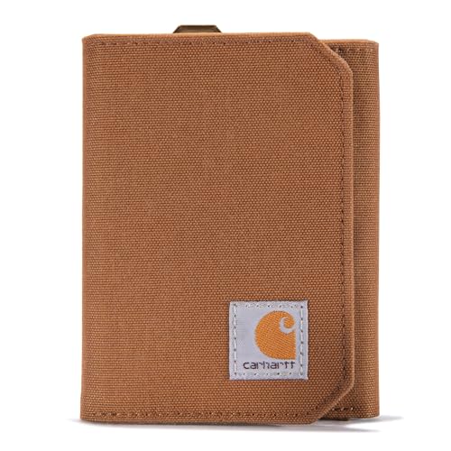 Carhartt Men's Nylon Duck Trifold Wallet, Carhartt Brown
