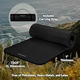 Retrospec Solana Yoga Mat 1" Thick w/Nylon Strap for Men & Women - Non Slip Exercise Mat for Home Yoga, Pilates, Stretching, Floor & Fitness Workouts - Black