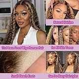 LAINSS 13x6 Highlight Deep Wave Lace Front Wigs Human Hair 210% Density Deep Curly Human Hair Wig Pre Plucked 28inch P4/27 Ombre HD Lace Frontal Wigs for Women