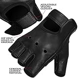 MARIB Leather Half Finger Cycling Wheelchair Gym Bus Driving Weight Lifting Glove (Black, Large)