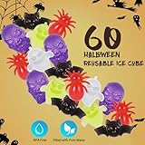 Halloween Reusable Ice Cubes for Drinks, 60 Pack Shaped Plastic Ice Cubes for Decor, Refreezable Ice Cubes Non-melting for Halloween Party, Bar, Home Celebration BPA Free (Ghost)