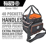 Klein Tools 5541610-14 Tool Bag with Shoulder Strap Has 40 Pockets for Tool Storage and Orange Interior