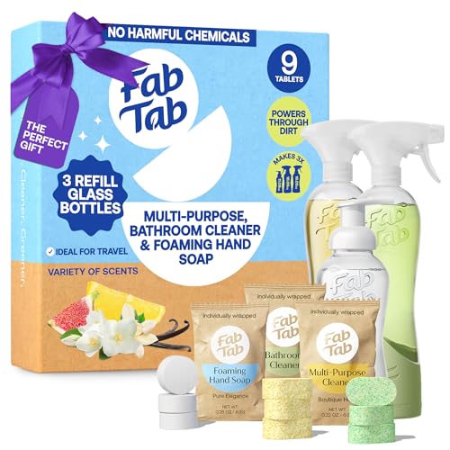 Fab Tab Home Starter Kit - Natural Cleaning Products - Household Cleaners - All-Purpose Cleaner Tablets - Plant-Based, Plastic-Fee - No Harsh Chemicals | Cleaning Kit