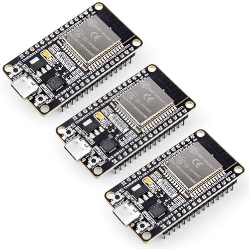 ELEGOO 3PCS ESP-32 Development Board USB-C, 2.4GHz Dual Mode WiFi+Bluetooth Dual Core Microcontroller for Arduino IDE, Support AP/STA/AP+STA, CP2102 Chip