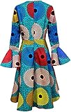 SHENBOLEN Women African Print Dresses Autumn and Winter Long Sleeves Ankara Dress(XXX-Large,H)